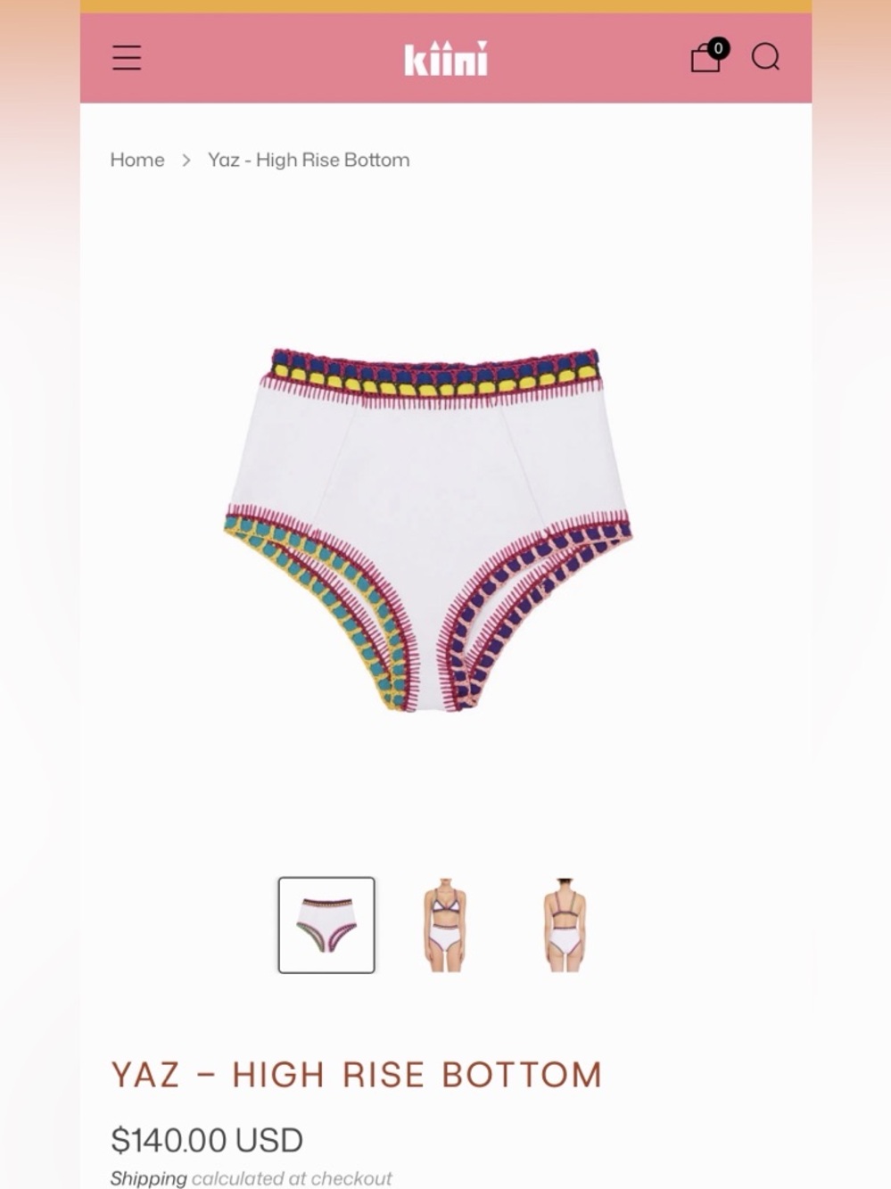 KIINI Pink Top with Multicolor Crochet Trim - Picture 4 of 4